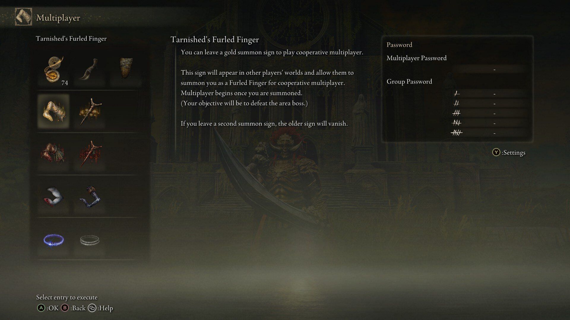 The Tarnished's Furled Finger is used to place summon signs near Summoning Pools (Image via FromSoftware)
